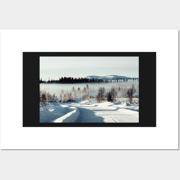 White Winter Landscape With Mysterious Fog on Sunny Day (Norway) Wall Art by visualspectrum